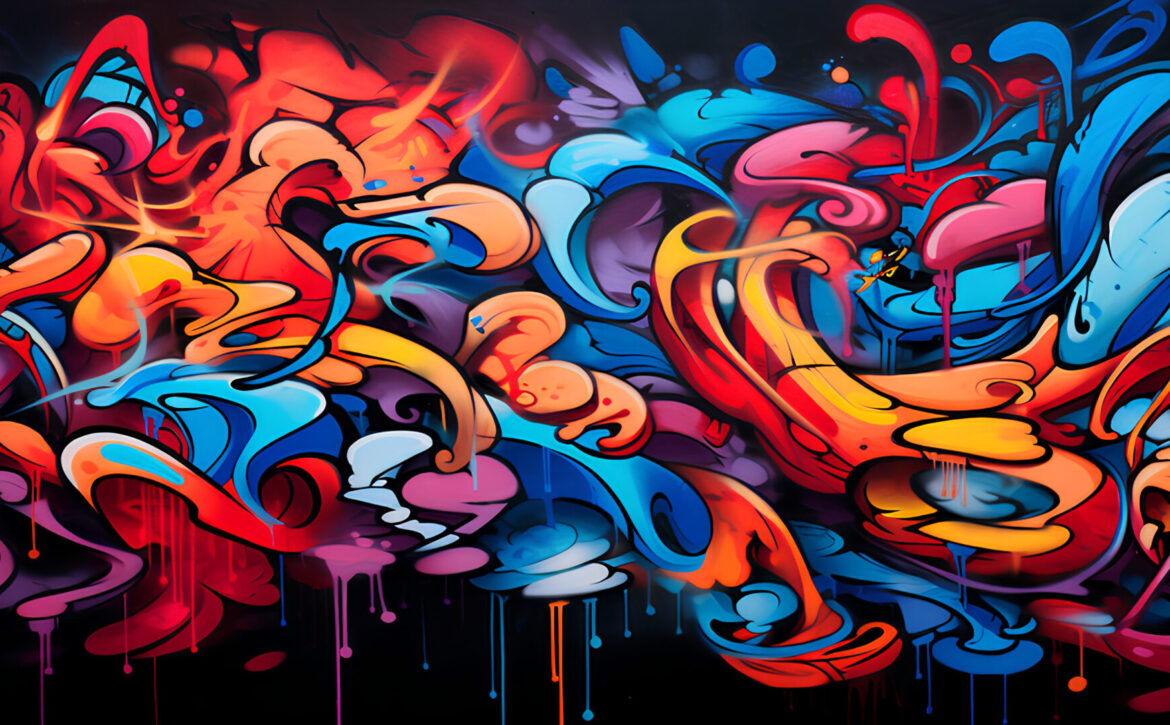 Graffiti wall abstract background. Idea for artistic pop art background backdrop.